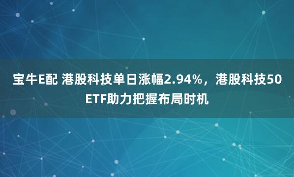 宝牛E配 港股科技单日涨幅2.94%,港股科技50ETF助力把握布局时机